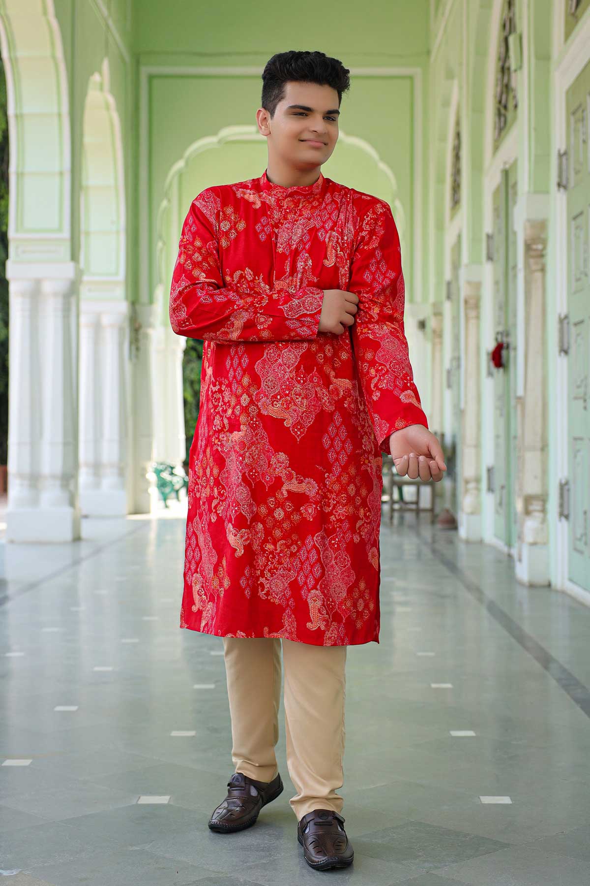 Rajwada - Red Foil Printed Printed Kurta (Sizes:S-6XL)