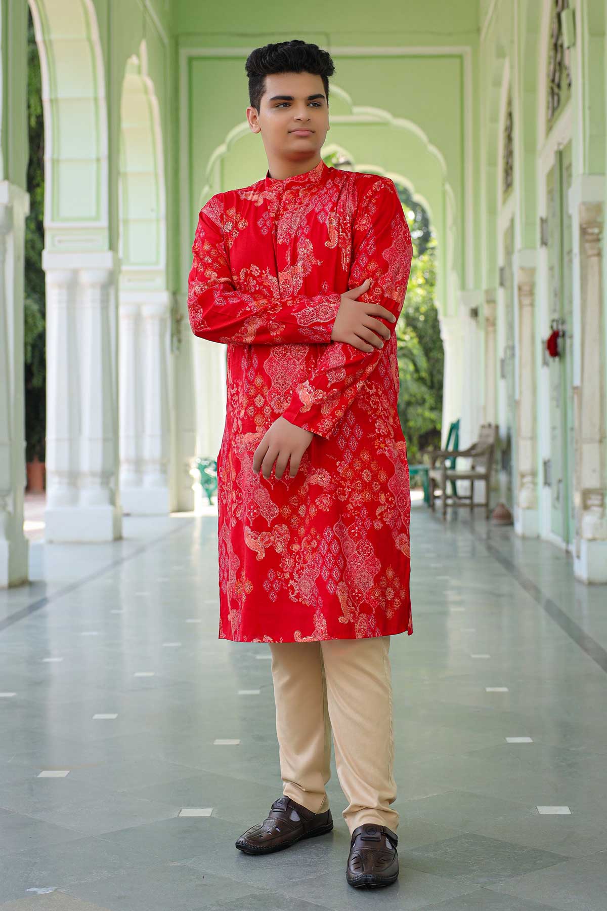 Rajwada - Red Foil Printed Printed Kurta (Sizes:S-6XL)