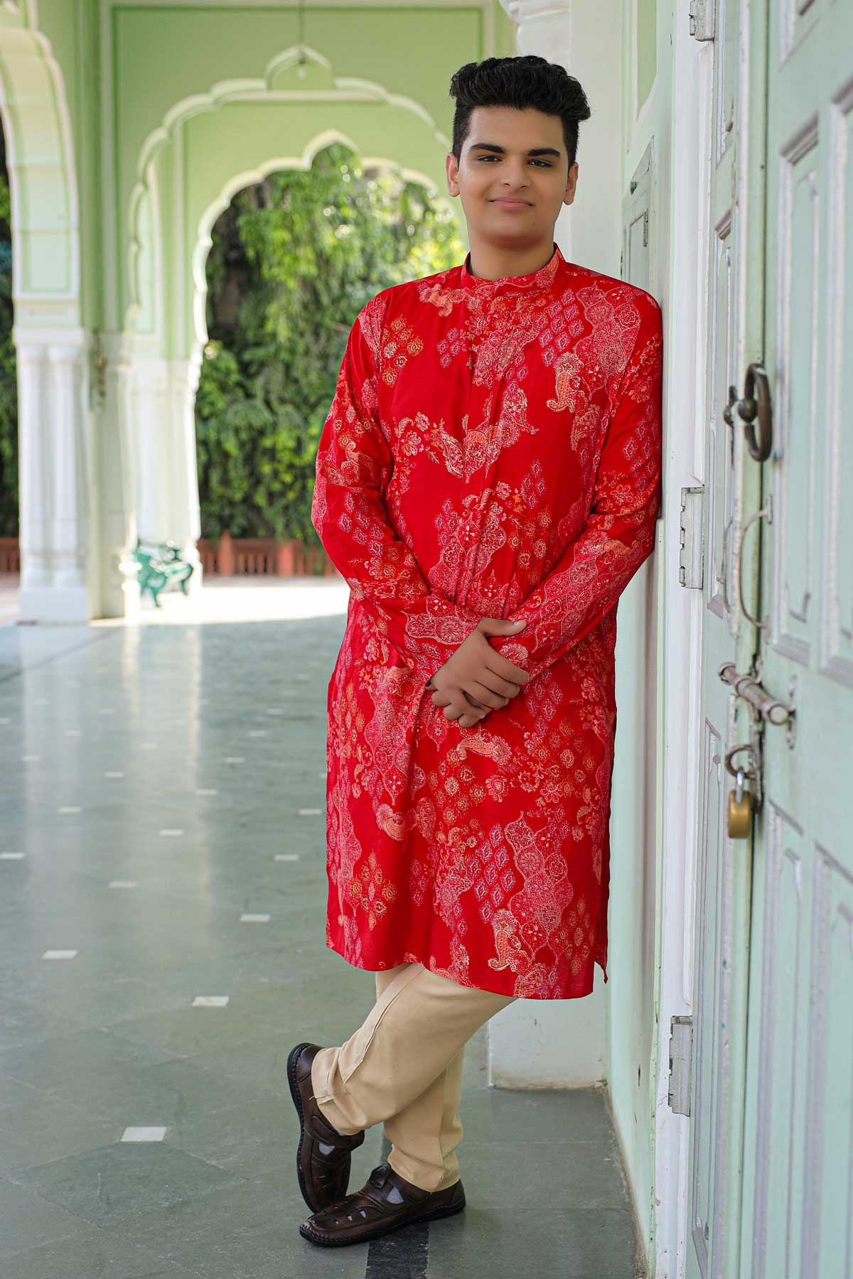 Rajwada - Red Foil Printed Printed Kurta (Sizes:S-6XL)