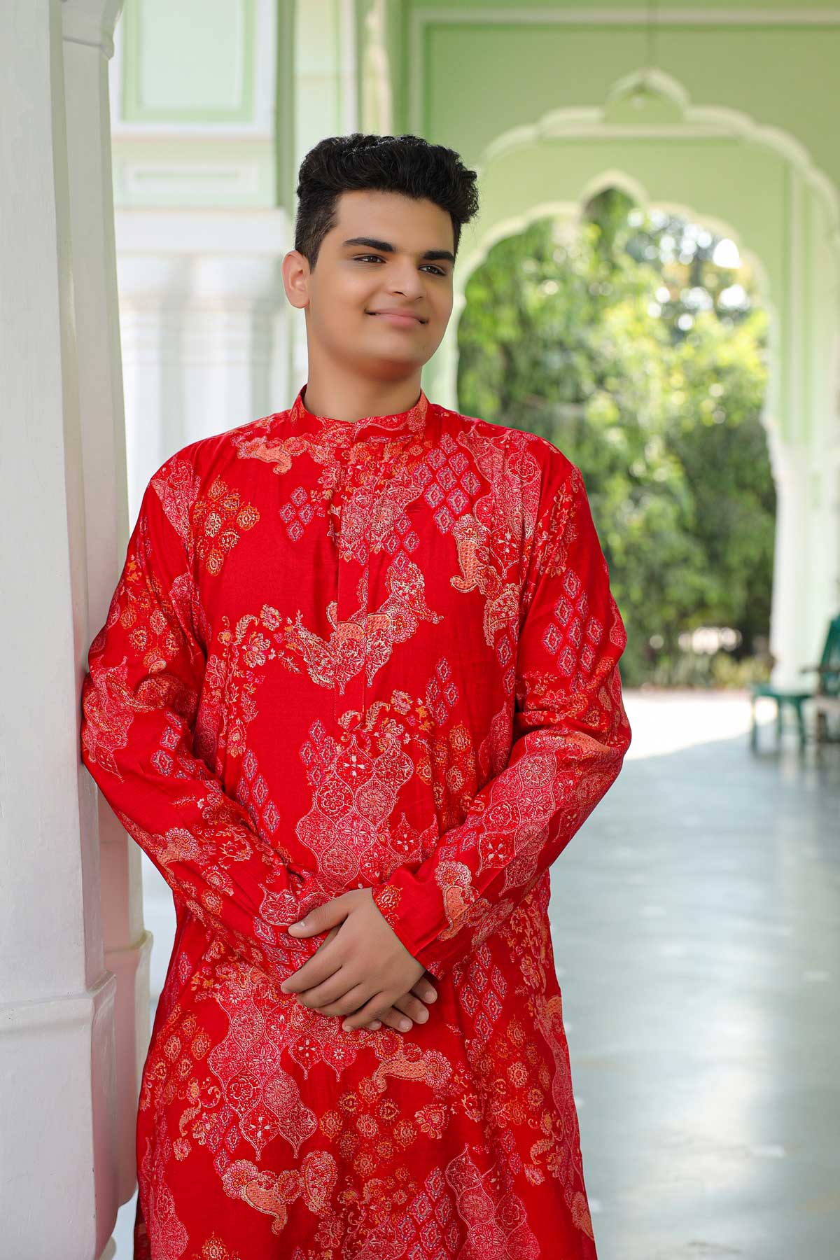 Rajwada - Red Foil Printed Printed Kurta (Sizes:S-6XL)