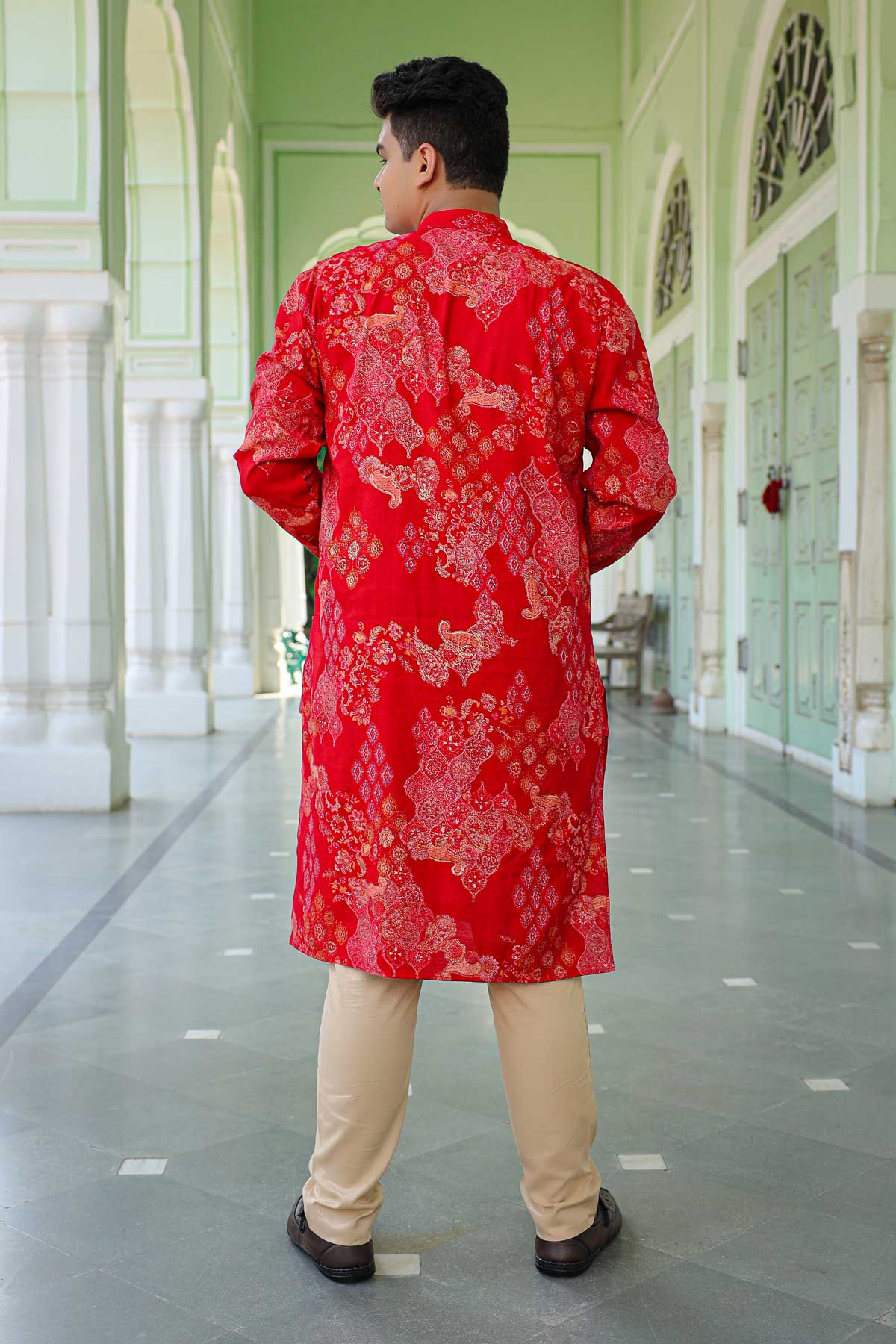 Rajwada - Red Foil Printed Printed Kurta (Sizes:S-6XL)