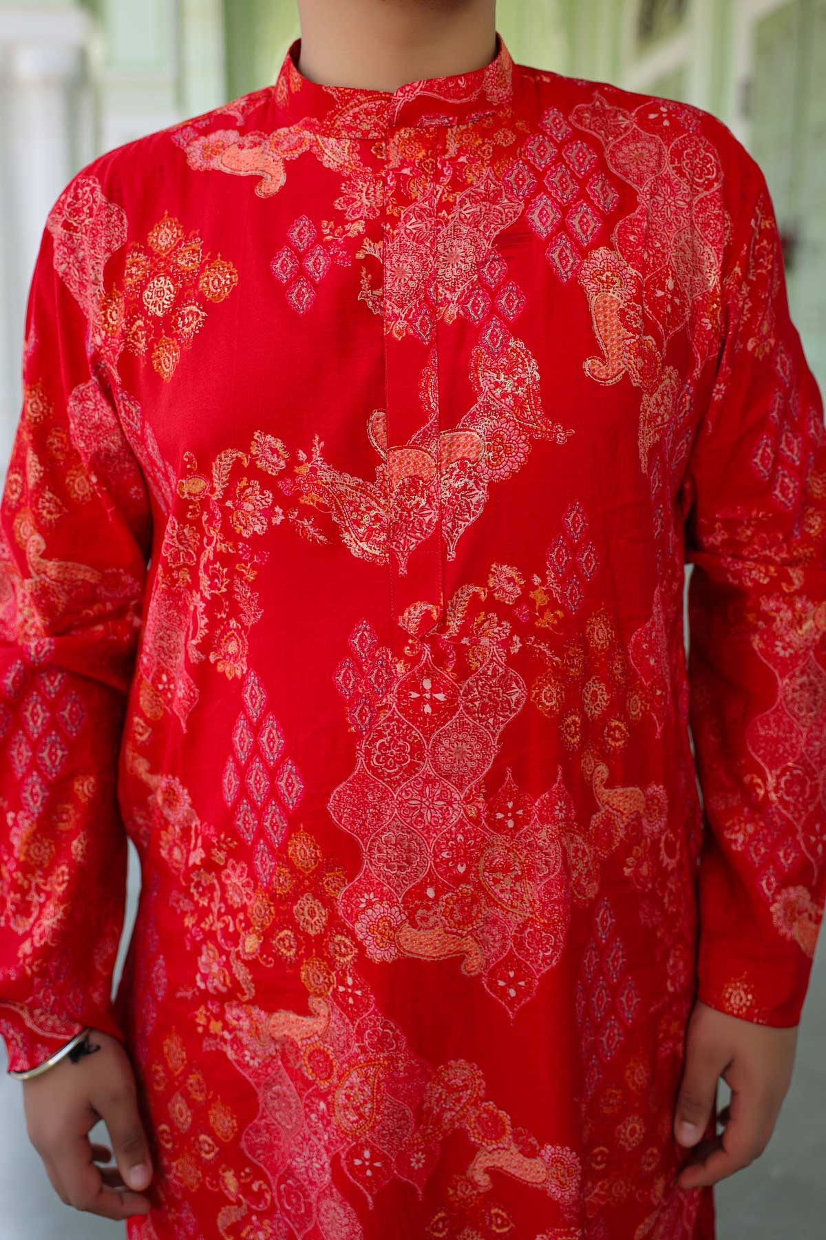 Rajwada - Red Foil Printed Printed Kurta (Sizes:S-6XL)