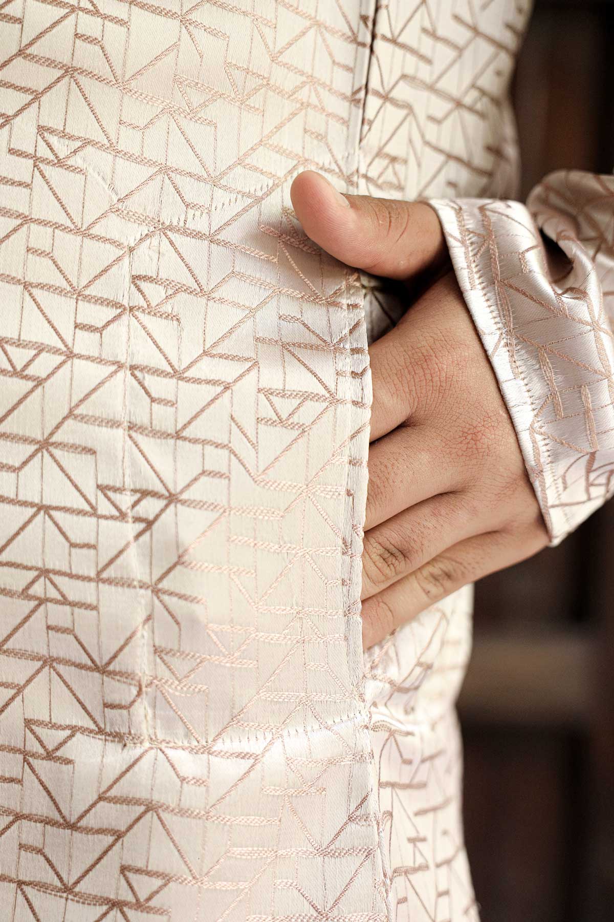 Almond - Almond Light Brown Embroidered Kurta