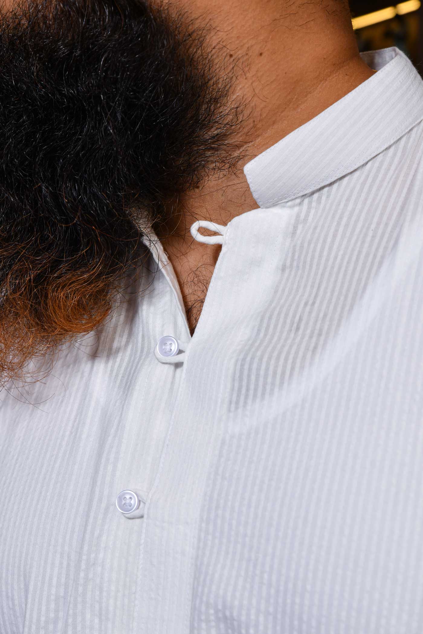 Shwet - White Texture Loop Button Closure Shirt