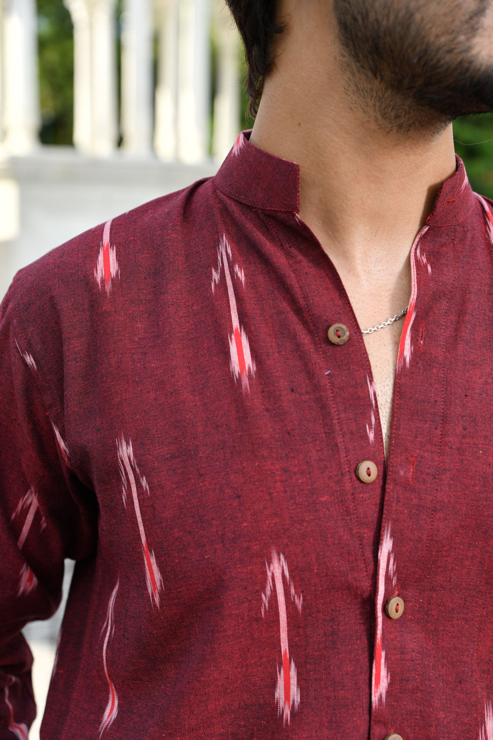 Rooh - Maroon Ikkat woven shirt