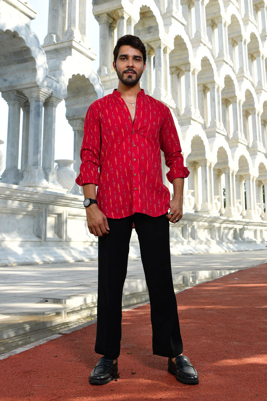 Gulaal - Red Ikkat woven shirt