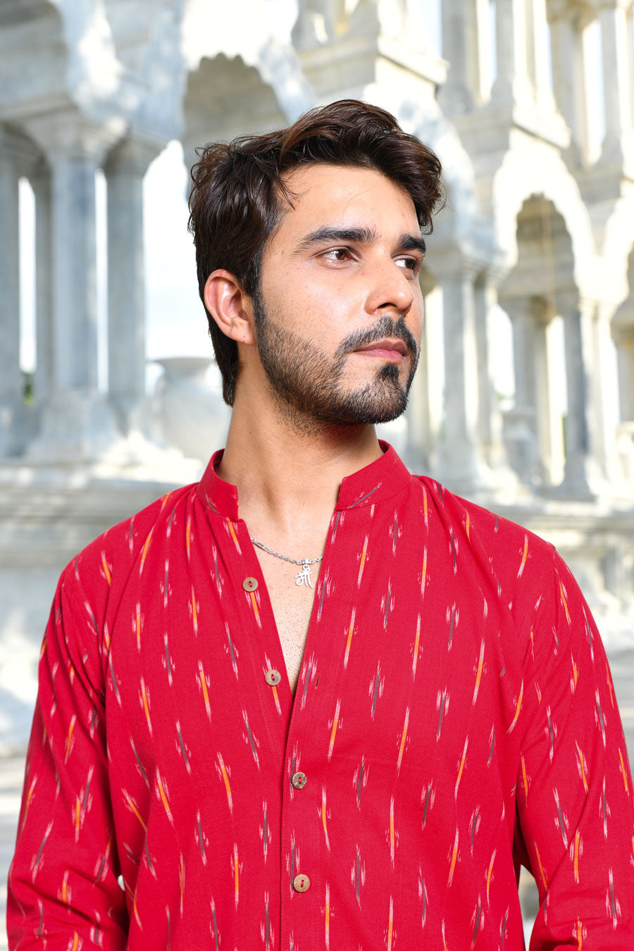 Gulaal - Red Ikkat woven shirt