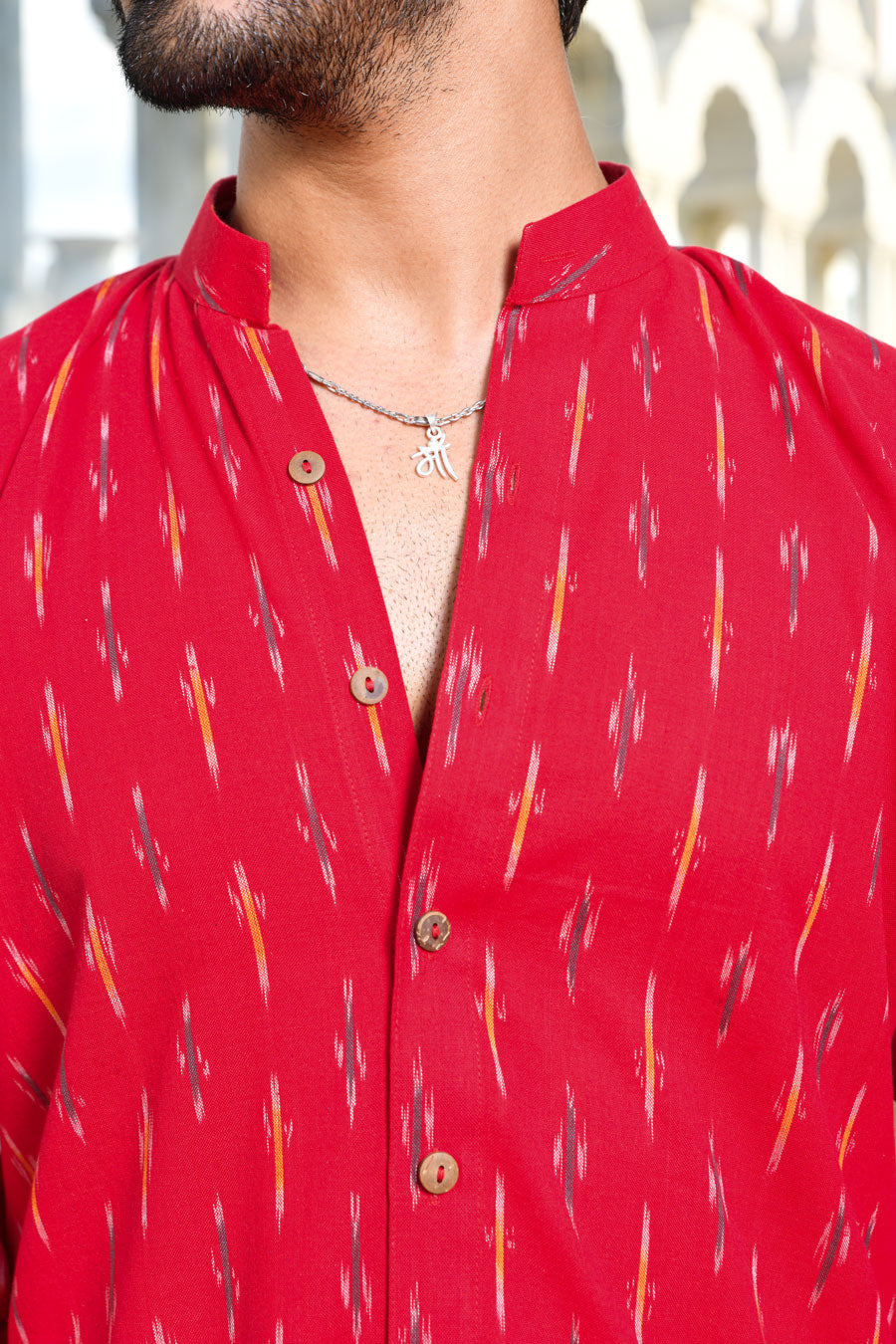 Gulaal - Red Ikkat woven shirt