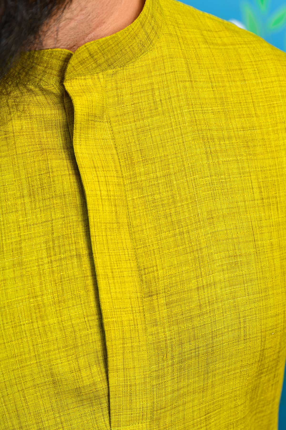 Heritage Mustard - Lime Green Khadi Cotton Blended Kurta