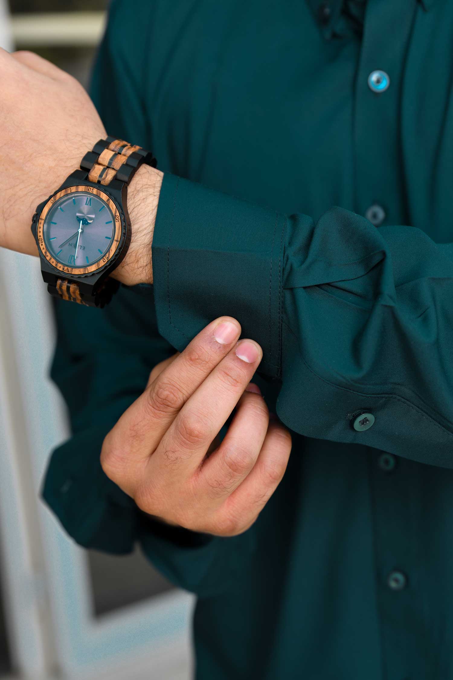 Dark Teal - Teal Button Down Collar Hypoallergic Bamboo Blend Shirt